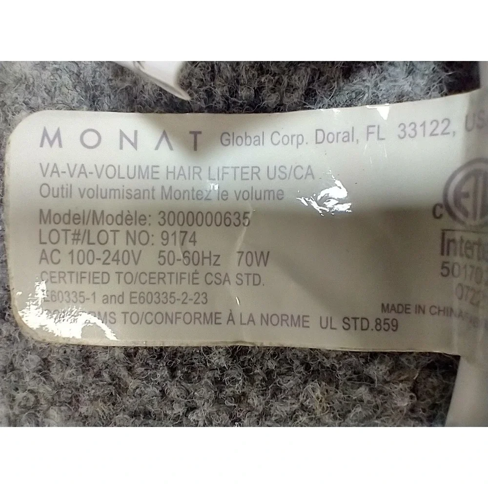 Monat Va-Va-Volume Hair Lifter Women OS White Purple Heated Root Volumizer